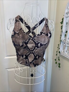 No Boundaries Snake Print Crop Top in Black and Tan